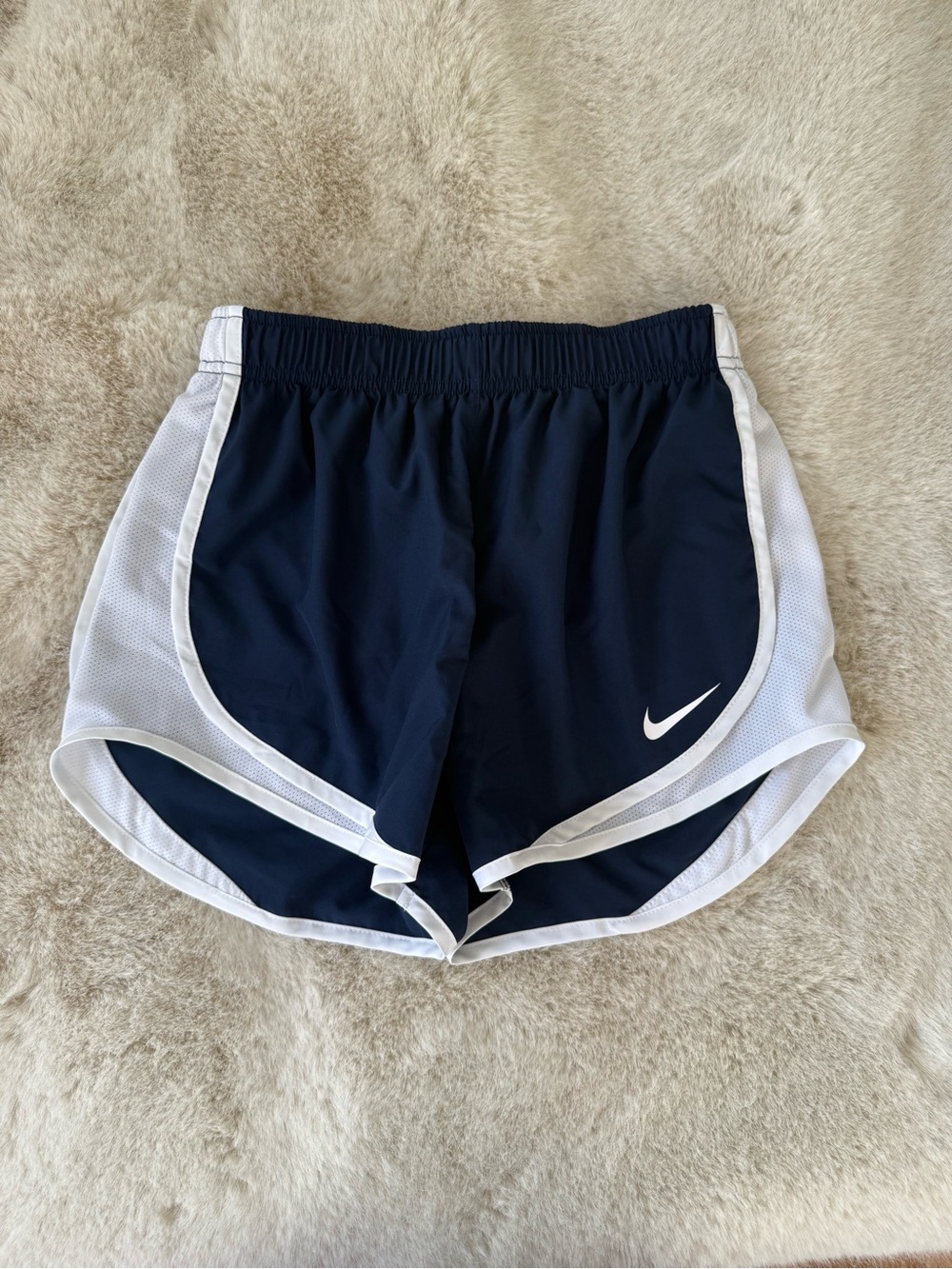 Nike Navy Blue Running Shorts with White Stripe